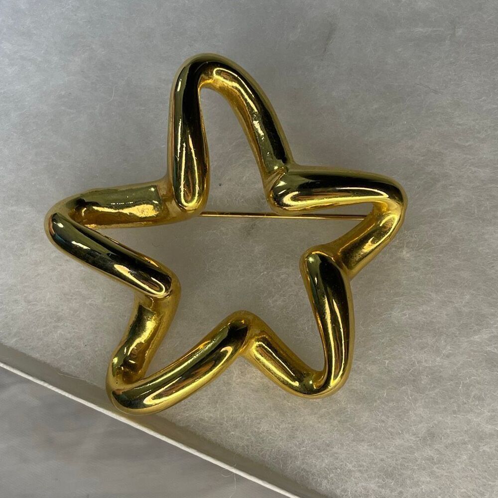 VTG abstract star brooch freestyle design gold tone